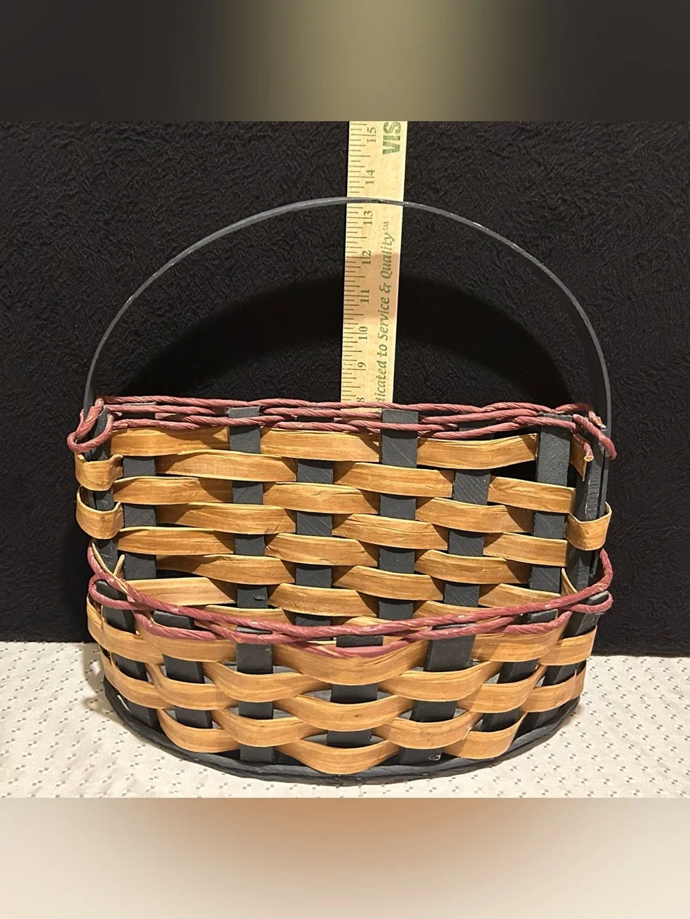Handcrafted Basket Made In Michigan Free Standing Or Wall Hanging with Handle